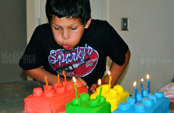 lego cake blocks candles