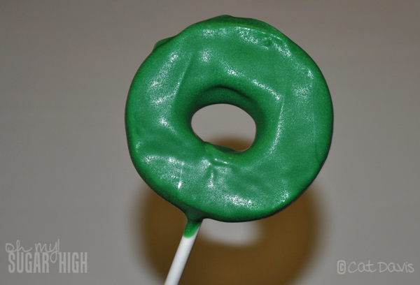 green dipped cake pop ring