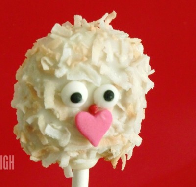 Toasted Coconut & Cherry Surprise Valentine Cake Pops