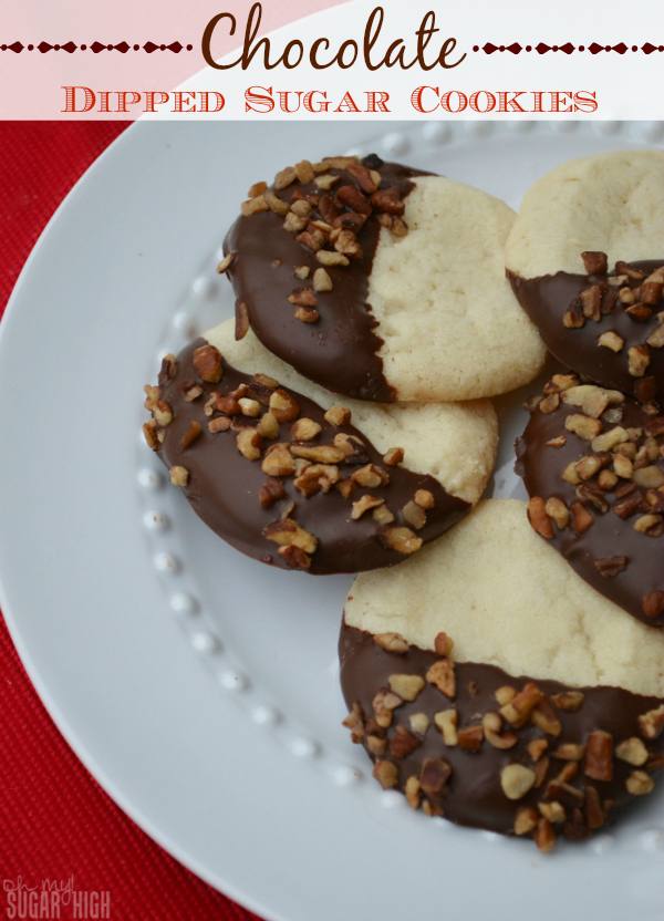 Chocolate Dipped Sugar Cookies - Oh My! Sugar High