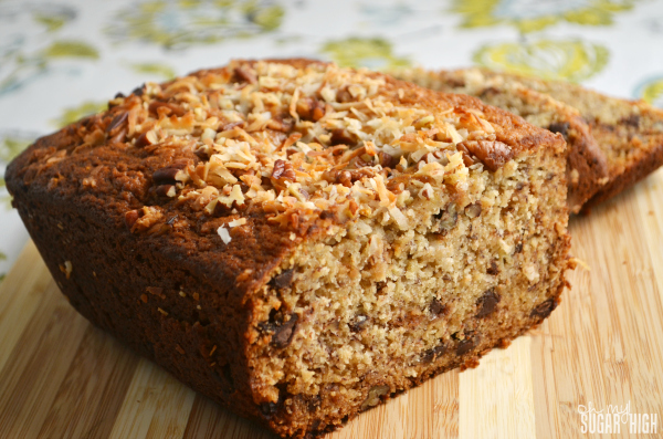 Coconut Chocolate Chip Banana Bread with topping Recipe