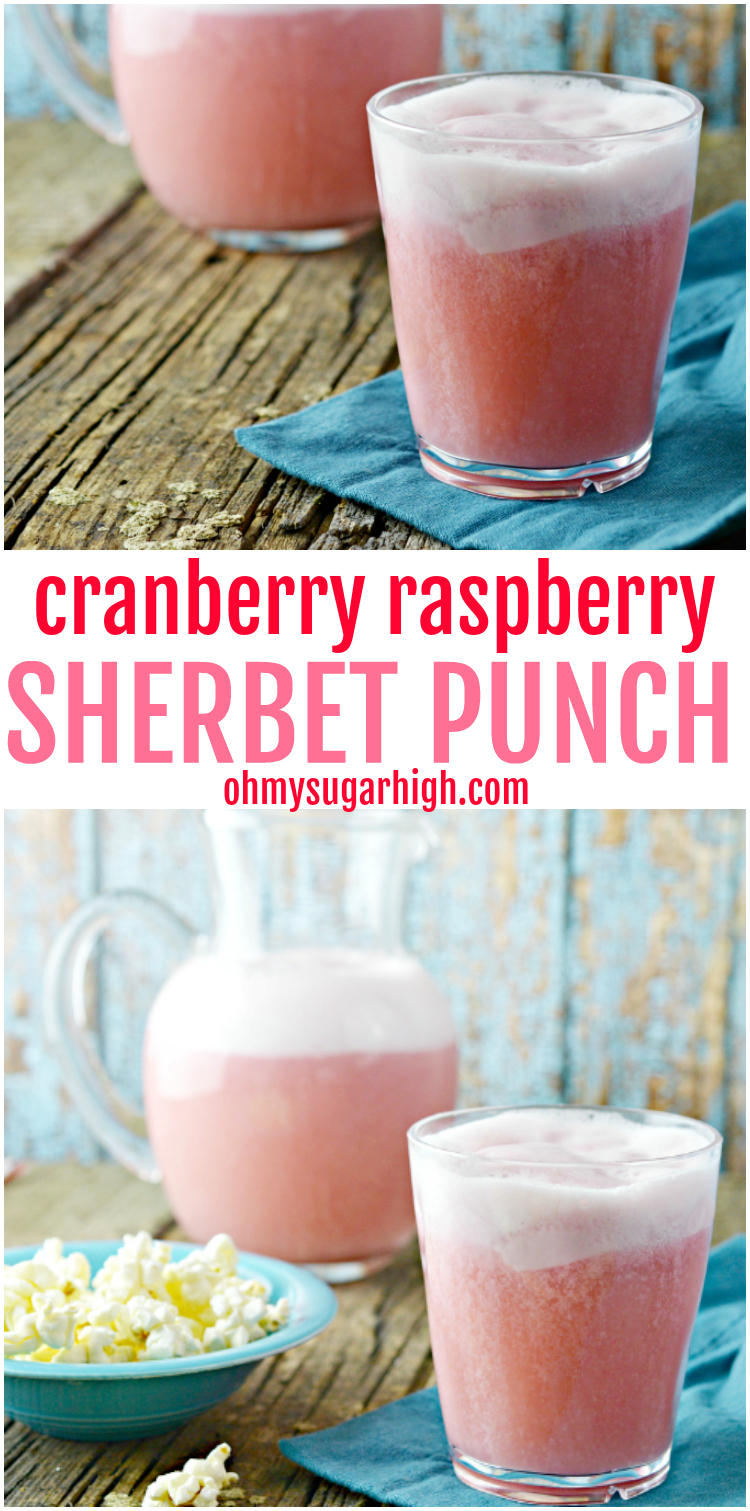 This cranberry raspberry punch is a refreshing sherbet punch, perfect for entertaining a crowd. The flavor and color works great for the holidays. Guests will love this holiday punch recipe!