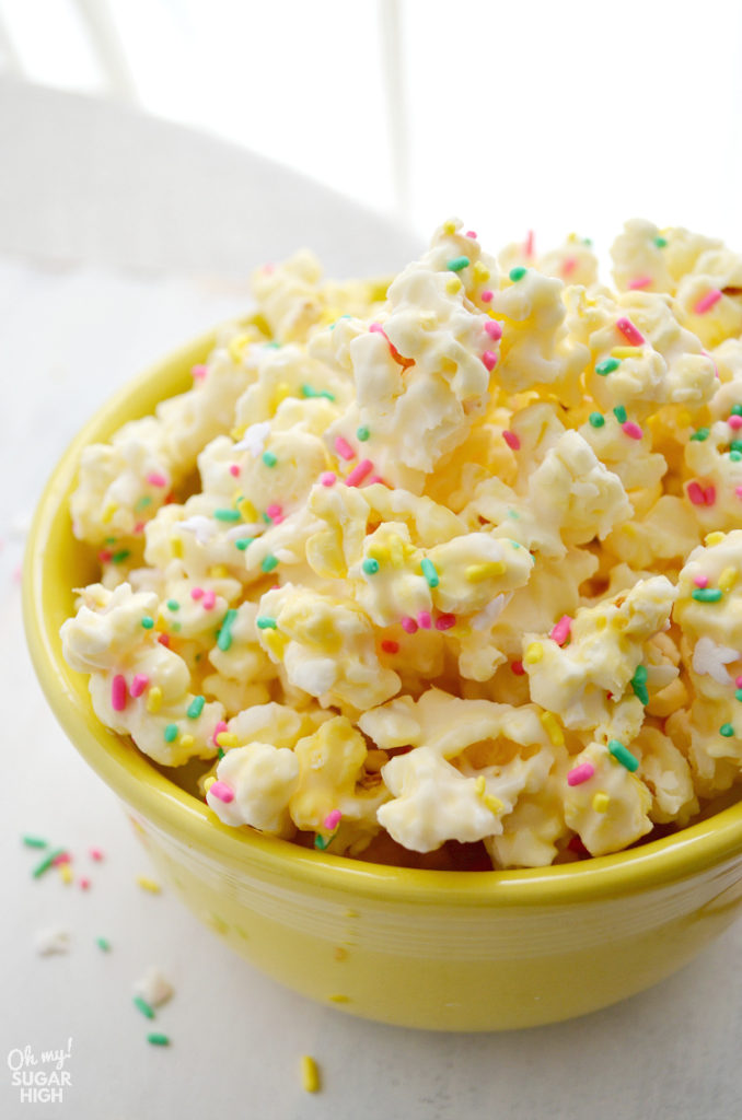 Bunny Mix Cake Batter Popcorn for Easter - Oh My! Sugar High