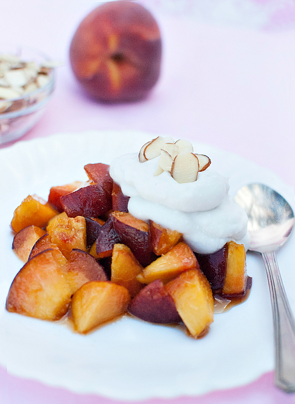 Brown Sugar Peaches with Coconut Whipped Cream