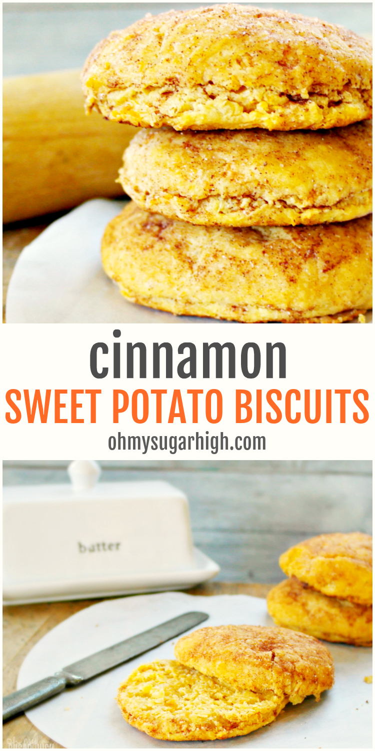 This recipe for cinnamon sweet potato biscuits is a delicious way to enjoy sweet potatoes and the perfect side dish for any Sunday dinner, Thanksgiving or a unique way to use up those sweet potato leftovers. Serve them fresh from the oven with the some butter and no one will be able to resist these homemade biscuits.