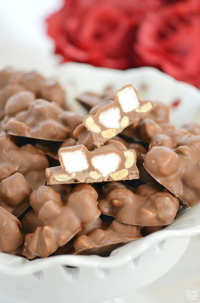 Chocolate Peanut Clusters with Marshmallows Oh My! Sugar High