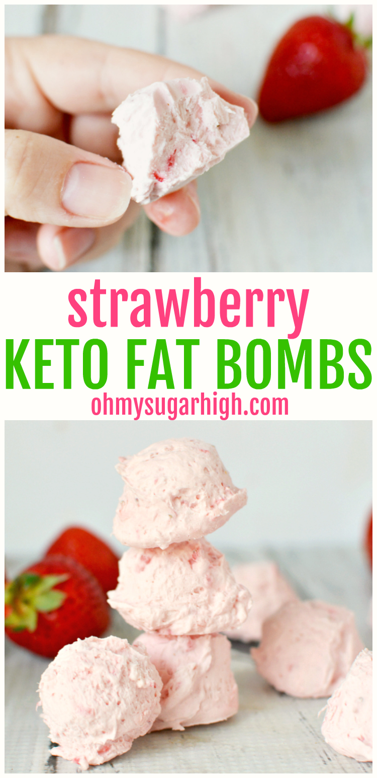 This Strawberry Keto Fat Bomb recipe gives you a slightly sweet and all too perfect way to get those healthy fats for those on a keto diet! Perfectly proportioned soft snacks, these fat bombs will push away your hunger and keep you satisfied all day long. #keto #ketodiet #ketorecipes #kf #lowcarb #snacks #fatbombs #fatbombketorecipe