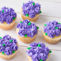 pretty purple flower cupcakes
