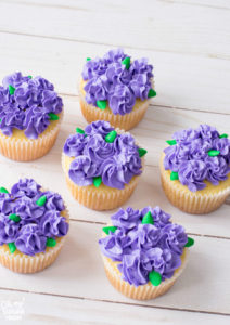pretty purple flower cupcakes