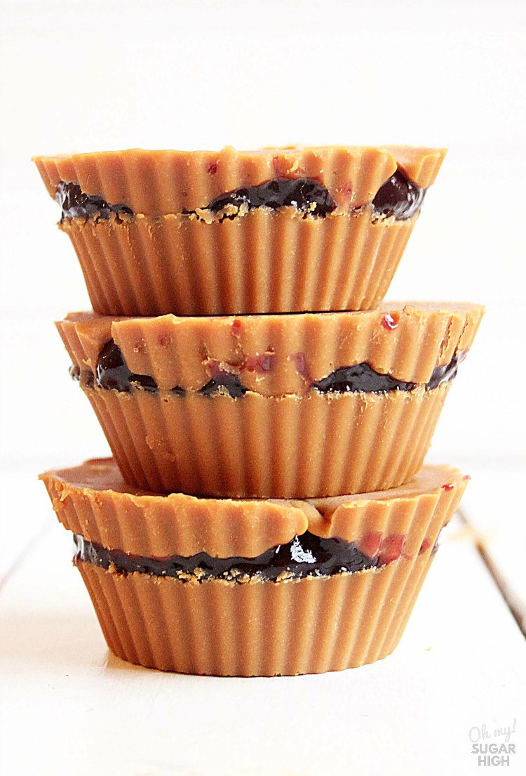 peanut butter and jelly cups made with wowbutter