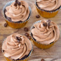 Homemade chocolate coffee cupcakes with mocha frosting
