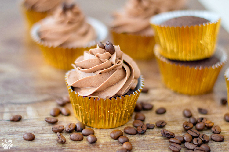 Delicious chocolate coffee cupcakes with mocha frosting