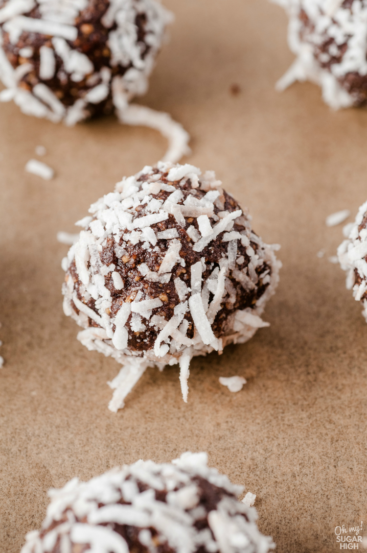 No bake rum balls with coconut