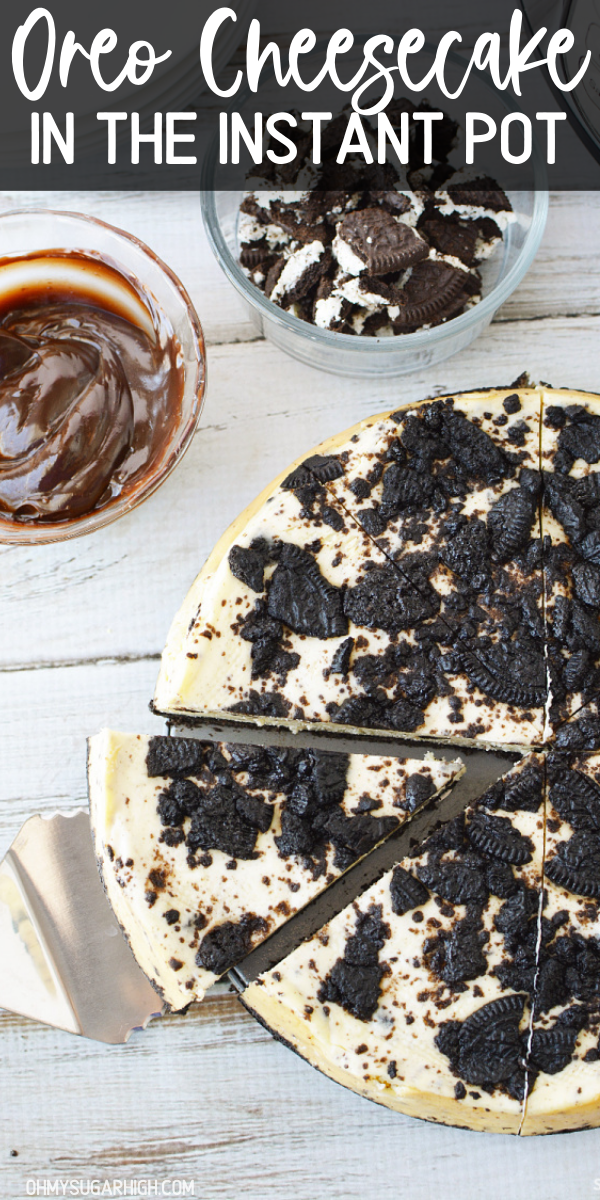 Instant Pot Oreo Cheesecake is creamy, rich and oh so delicious! This pressure cooker cheesecake features an Oreo cookie crust and is topped with hot fudge! If you love cookies and cream, you'll love this cheesecake recipe!