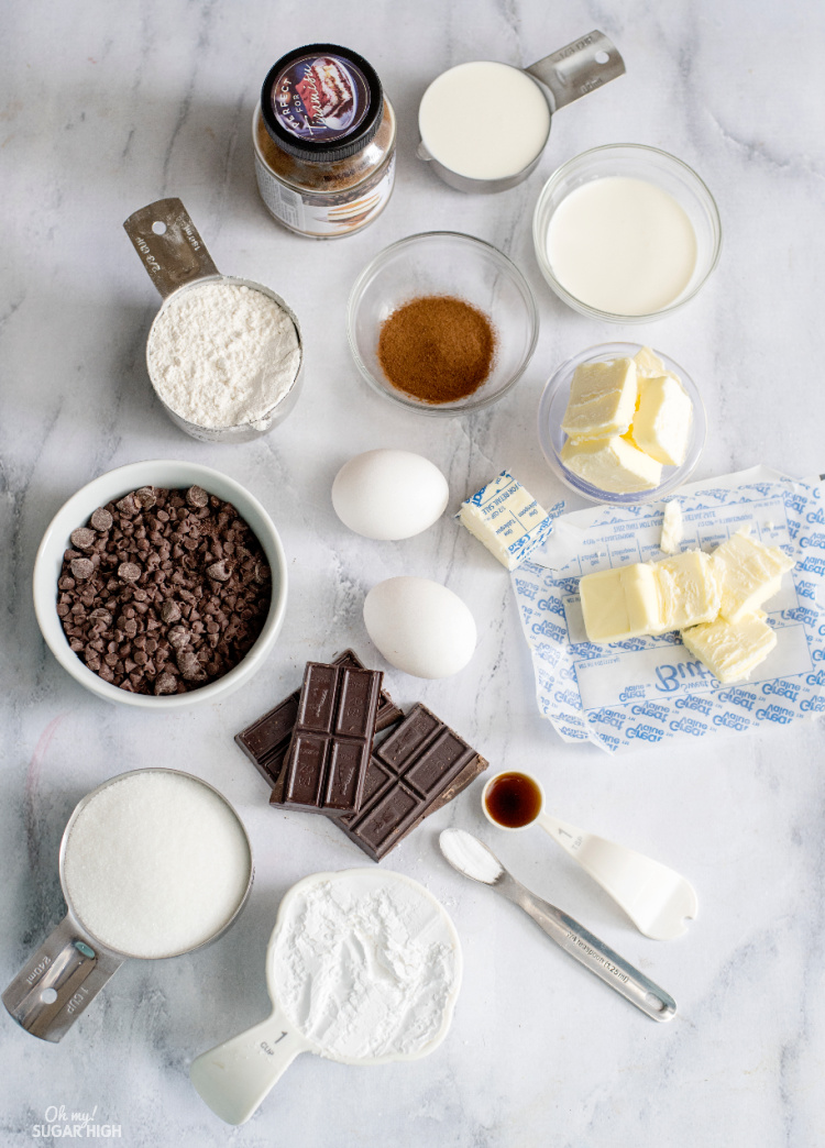 Ingredients needed to make espresso brownies from scratch